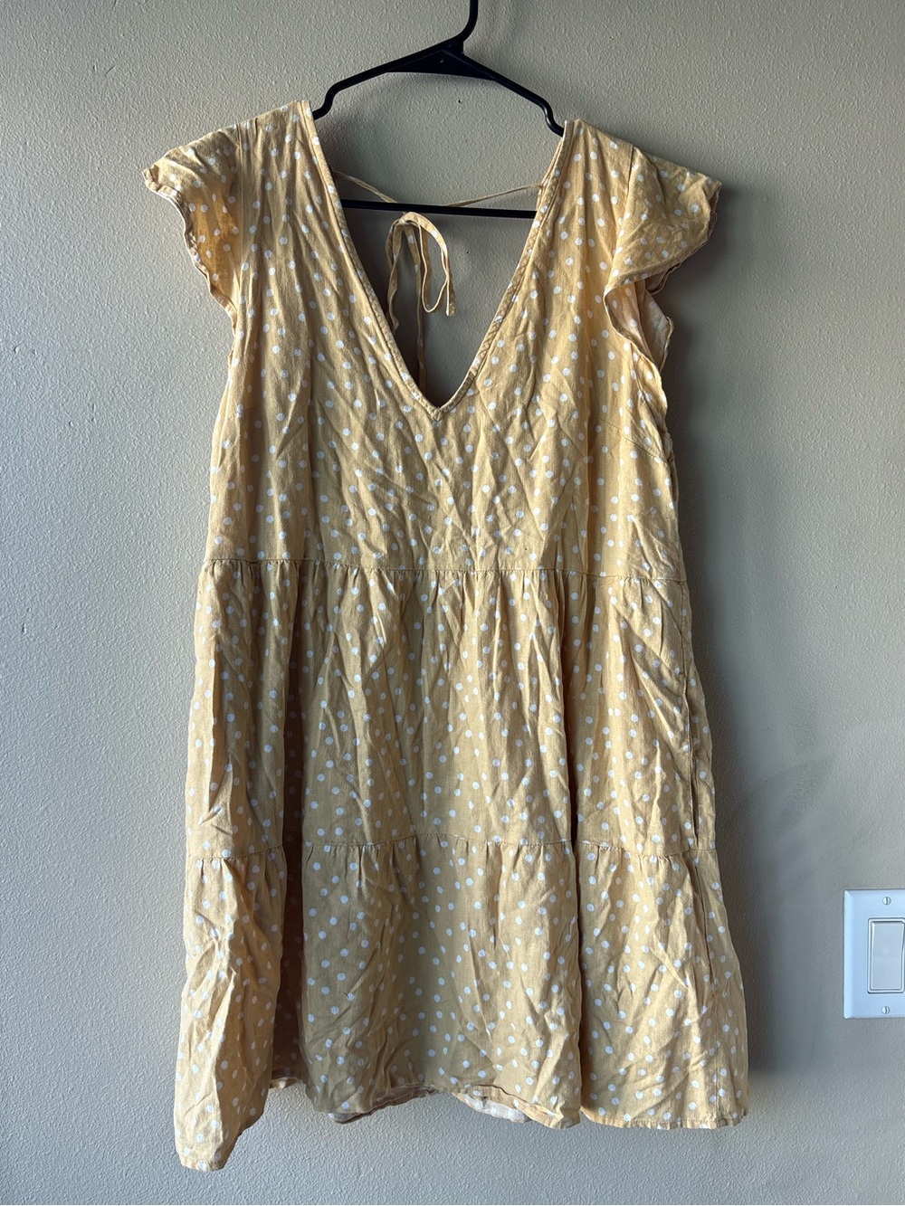 Abercrombie &‎ Fitch Linen Blend Swiss Dot Open Back Mini Dress Cream Boho - Picture 5 of 10